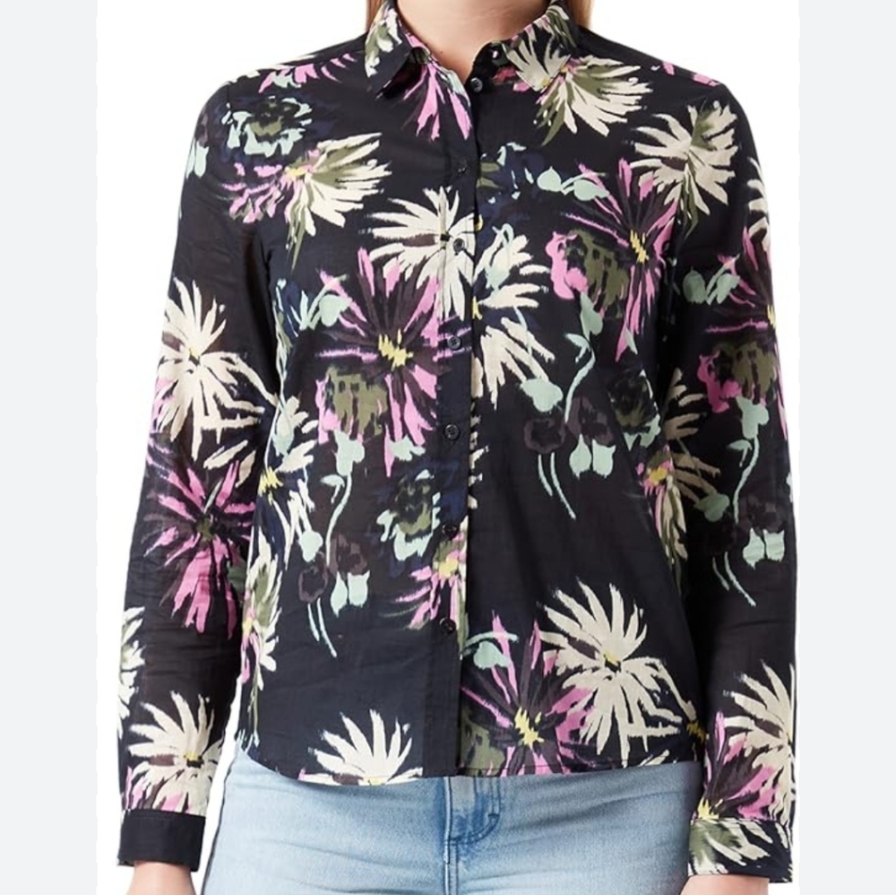 Scotch & Soda Floral Printed Regular Fit Organic Cotton Button Down Blouse 38
